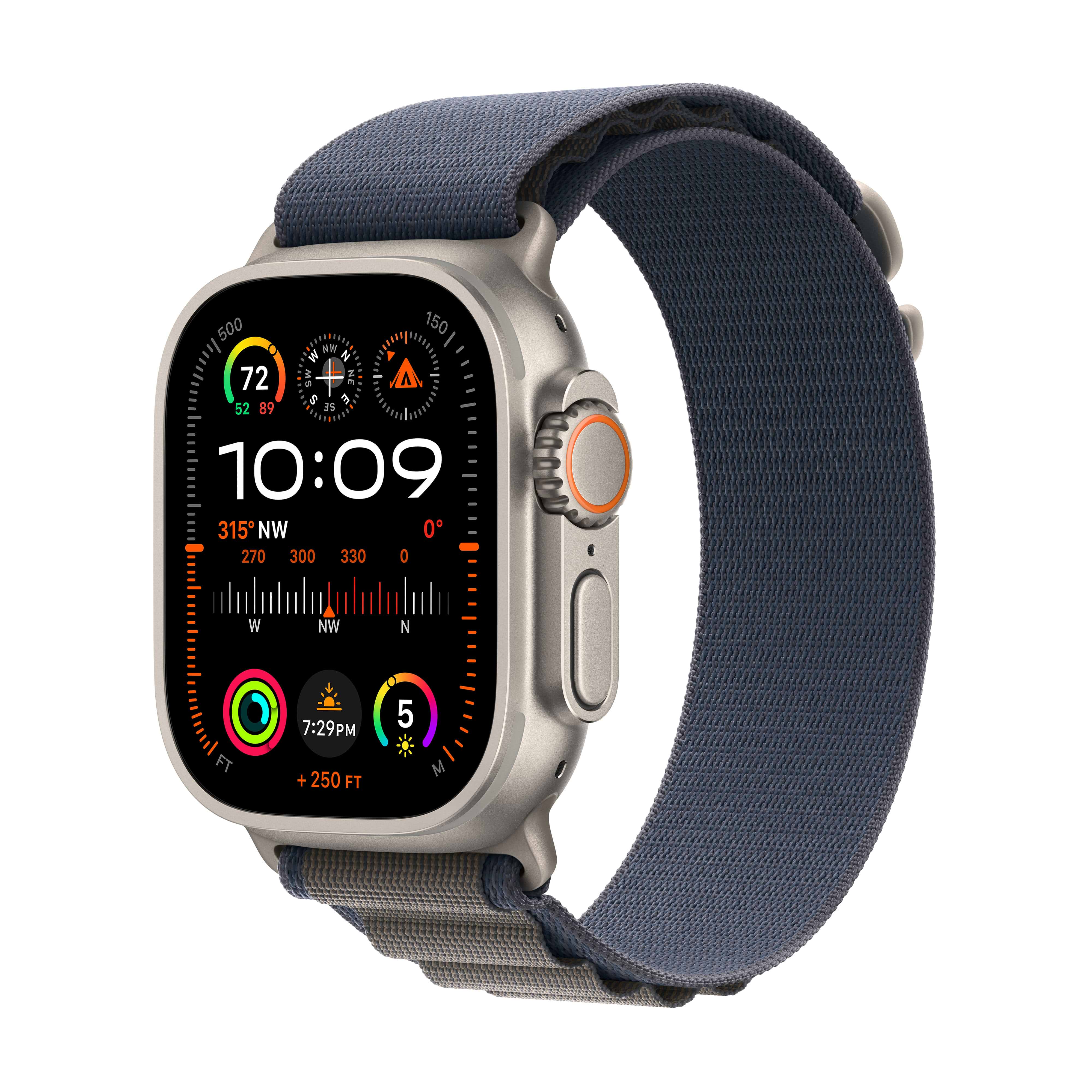 שעון חכם - Apple Watch Ultra 2 GPS + Cellular, 49mm Titanium Case with Blue Alpine Loop Small -  שנה אחריות ע