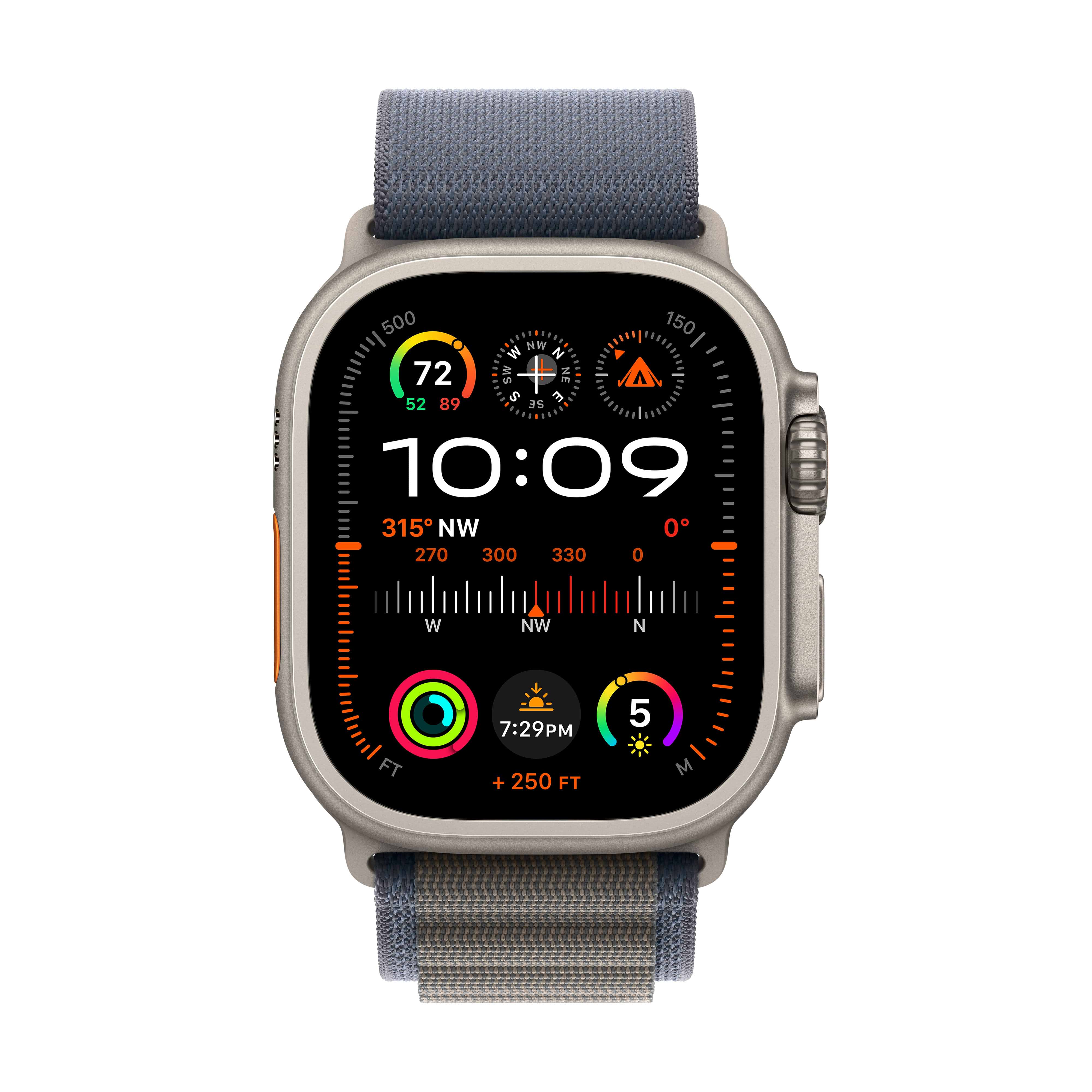 שעון חכם - Apple Watch Ultra 2 GPS + Cellular, 49mm Titanium Case with Blue Alpine Loop Small -  שנה אחריות ע