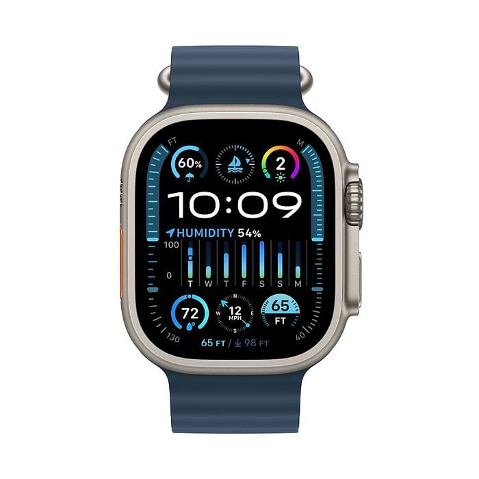 שעון חכם - Apple Watch Ultra 2 GPS + Cellular, 49mm Titanium Case with Blue Ocean Band -  שנה אחריות עי היבואן הרשמי