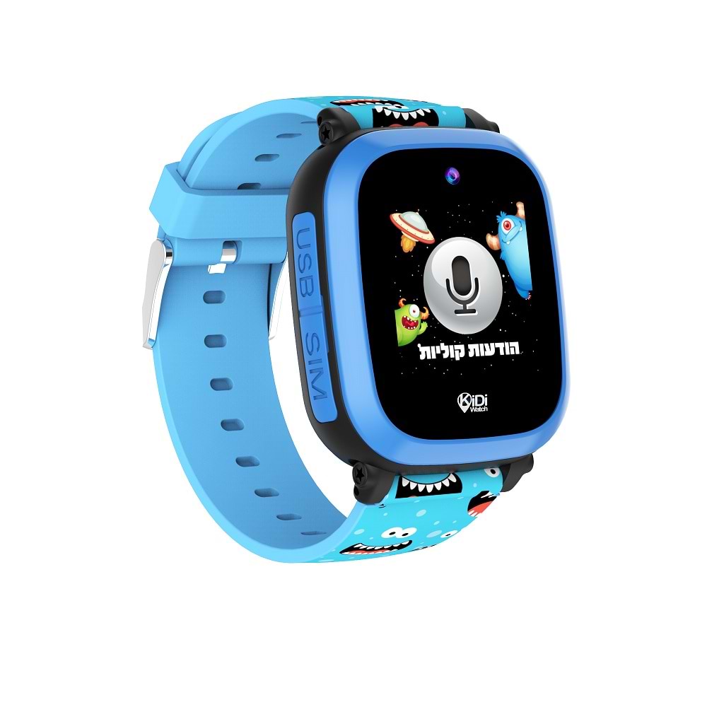 שעון חכם לילדים עם סים ומצלמה Kidiwatch ONE GPS - צבע כחול שנה אחריות ע