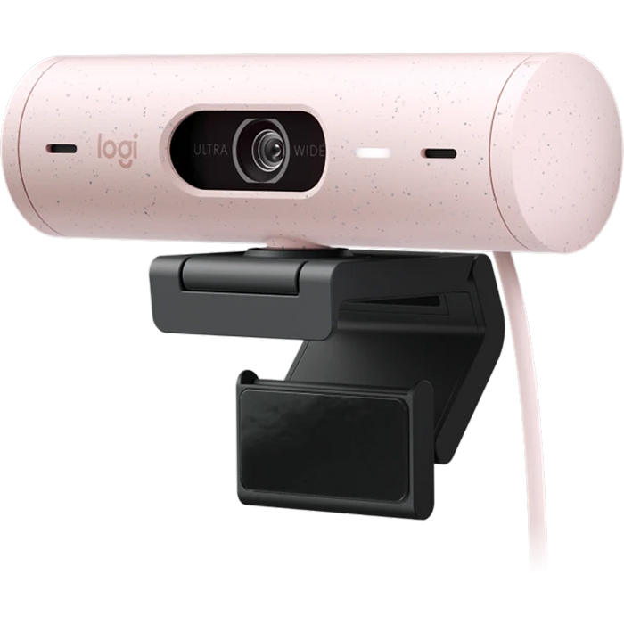 מצלמת רשת עם תיקון אור אוטומטי Logitech BRIO 500 FHD 1080P - צבע ורוד שנה אחריות עי יבואן הרשמי