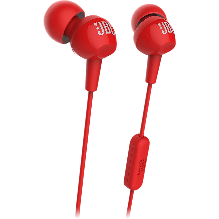 אוזניות חוטיות עם מיקרופון JBL C150SIU - צבע אדום אחריות עי היבואן הרשמי