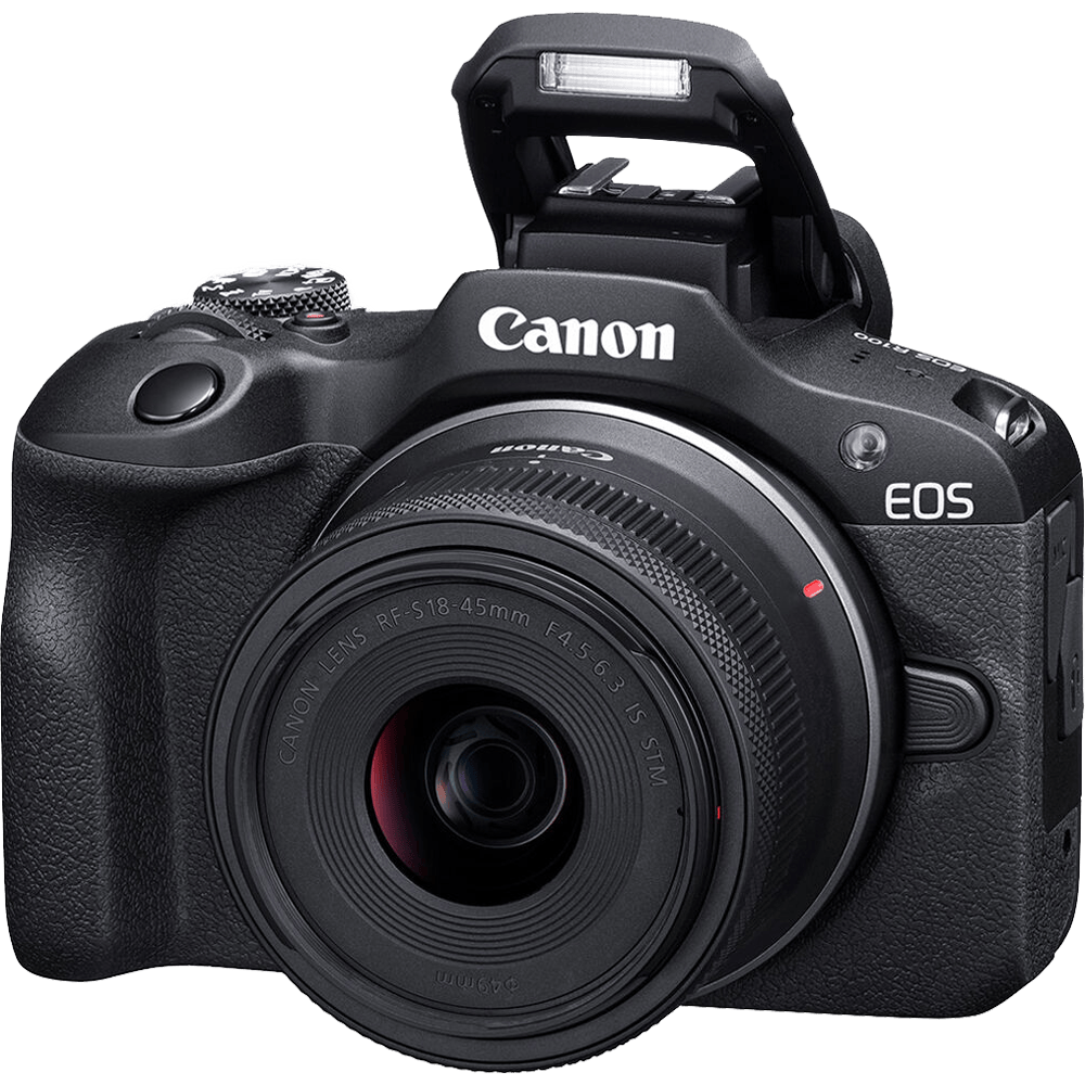 מצלמה דיגיטלית ללא מראה הכוללת עדשה Canon EOS R100 RF-S 18-45mm f/4.5-6.3 IS STM - צבע שחור שלוש שנות אחריות ע