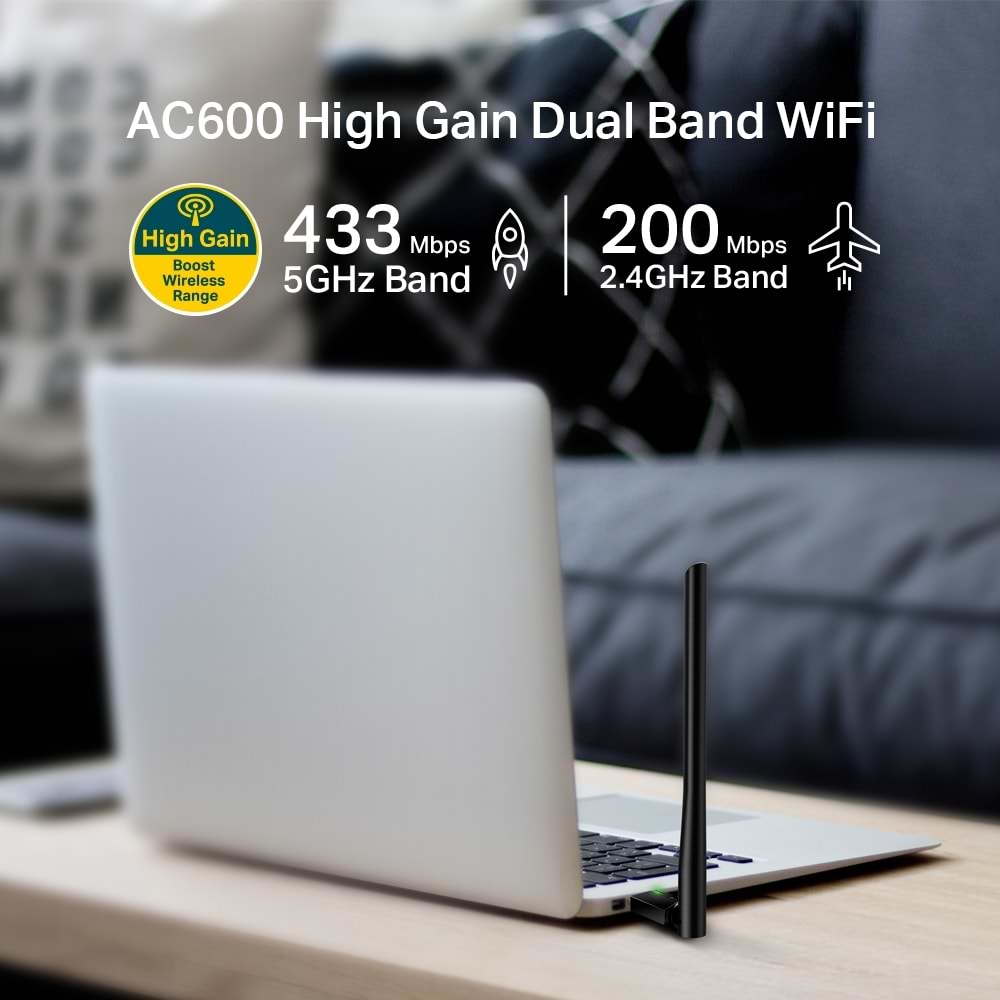 כרטיס רשת אלחוטי TP-Link Archer T3U Plus AC1300 High Gain Dual Band Wi-Fi - צבע שחור שלוש שנות אחריות ע