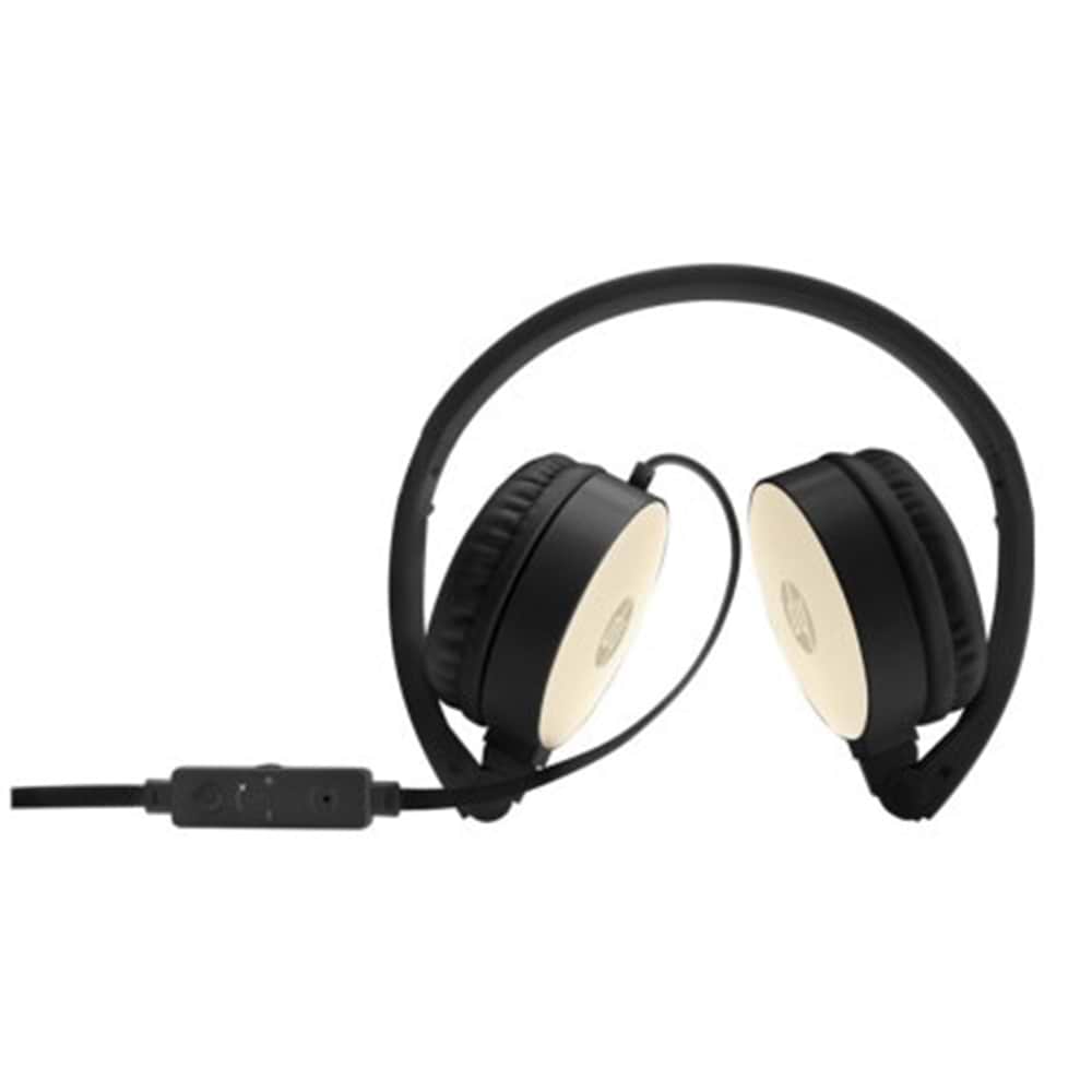 אוזניות סטריאו חוטיות HP H2800 - צבע שחור עם זהב משי שנתיים אחריות ע