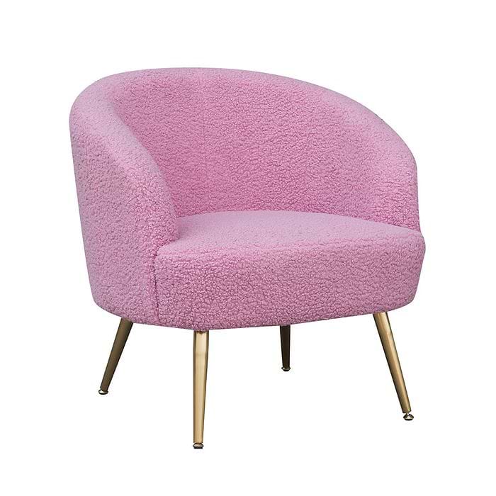 כורסא מעוצבת בד פרווה Home Decor דגם דולי צבע-ורוד