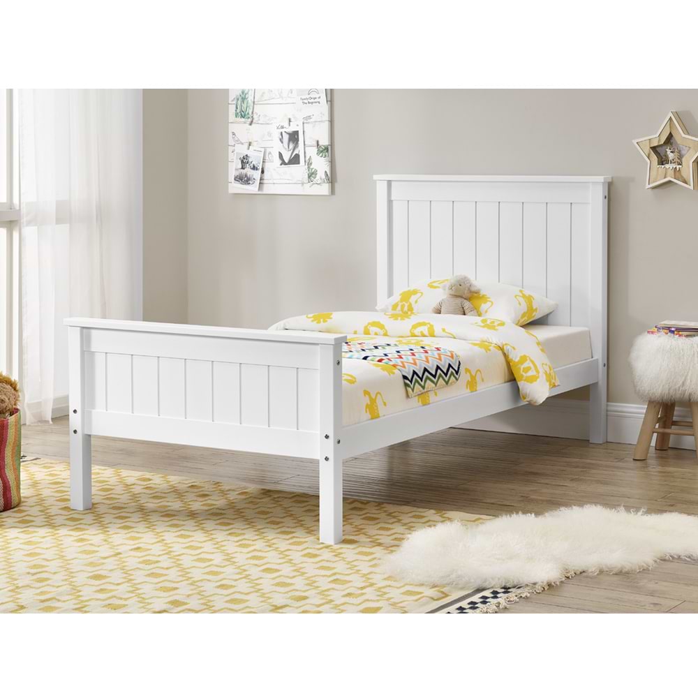 מיטת יחיד עץ מלא עדן לבן HOME DECOR