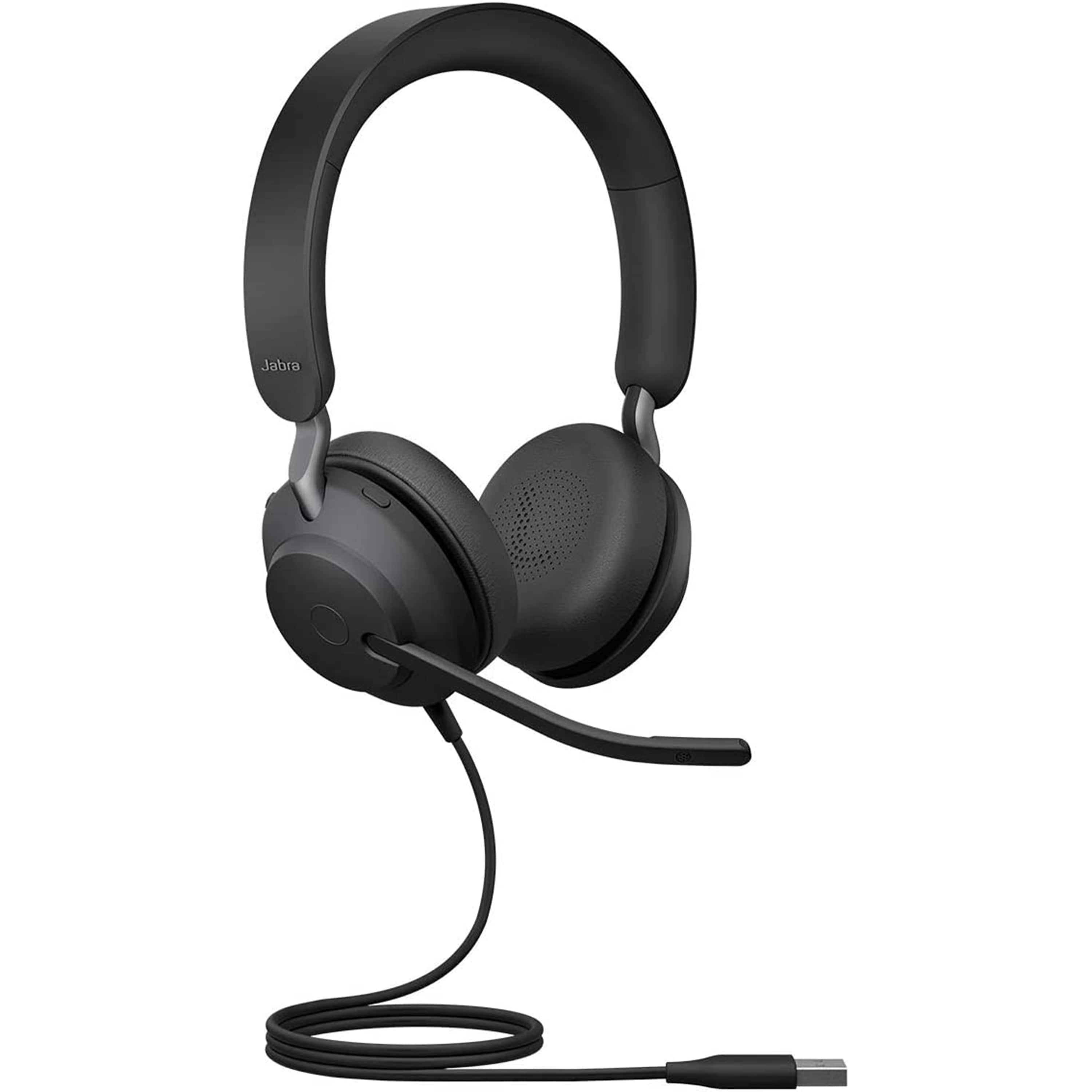 אוזניות חוטיות עם סינון רעשים פסיבי Jabra Evolve2 40 MS USB-A - צבע שחור שנתיים אחריות ע