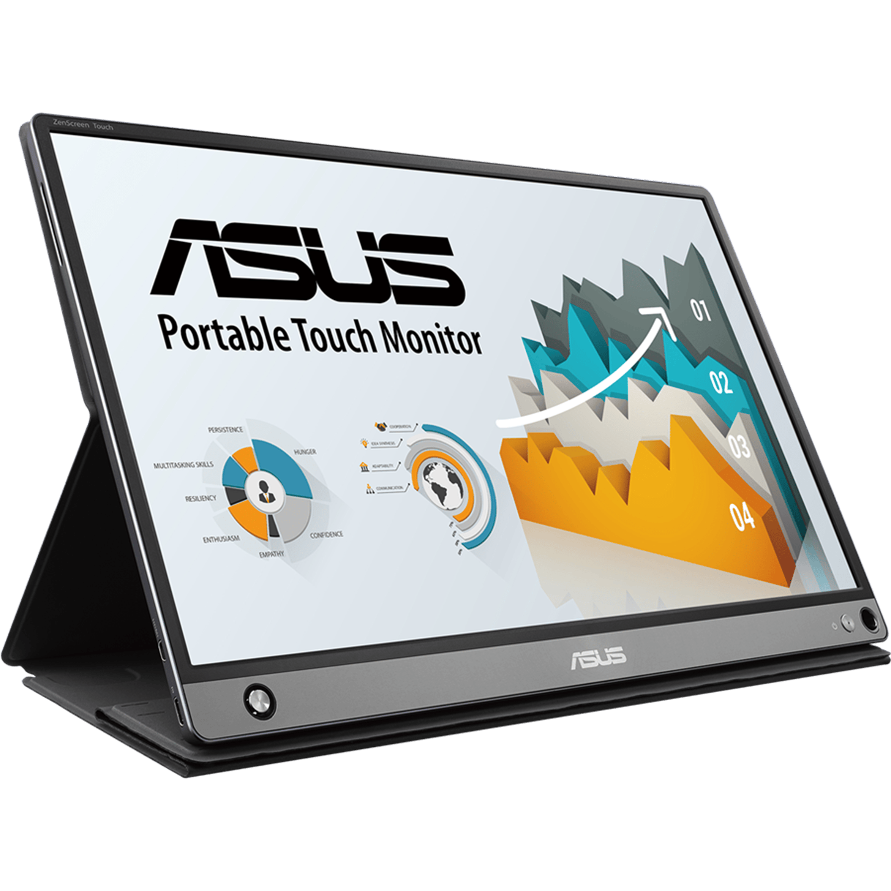 מסך מגע נייד 15.6'' Asus ZenScreen Touch MB16AMT FHD IPS USB Type-C - צבע אפור פחם שלוש שנות אחריות ע