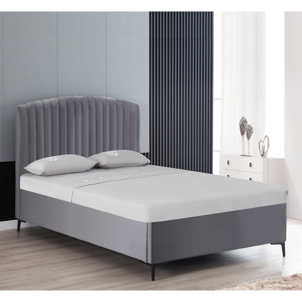 מיטה רחבה לנוער עם ארגז מצעים גילי אפור דגם Home decor