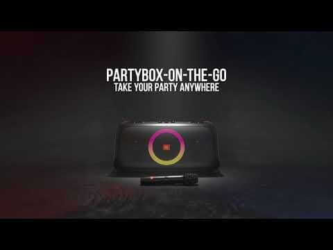 רמקול בידורית ניידית JBL PartyBox On-The-Go עם מיקרופון אלחוטי - צבע שחור שנה אחריות ע