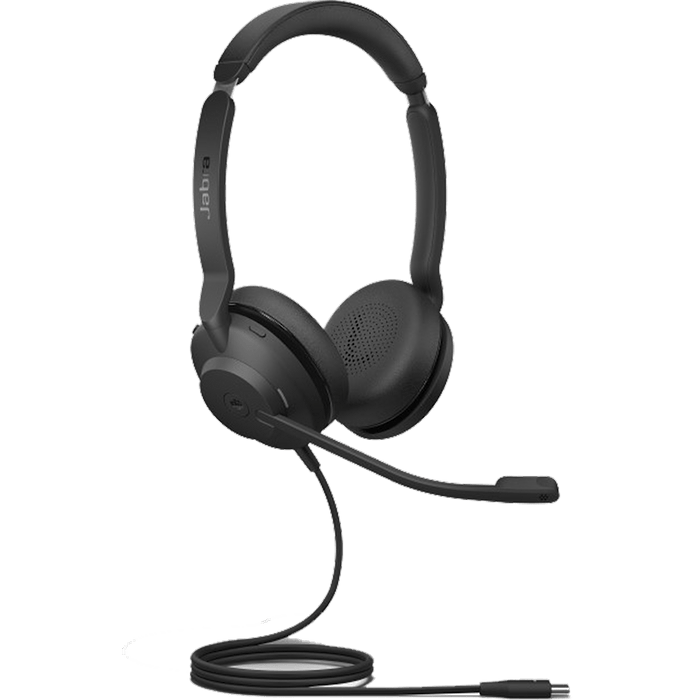 אוזניות חוטיות עם סינון רעשים פסיבי Jabra Evolve2 30MS USB-C - צבע שחור שנתיים אחריות עי היבואן הרשמי