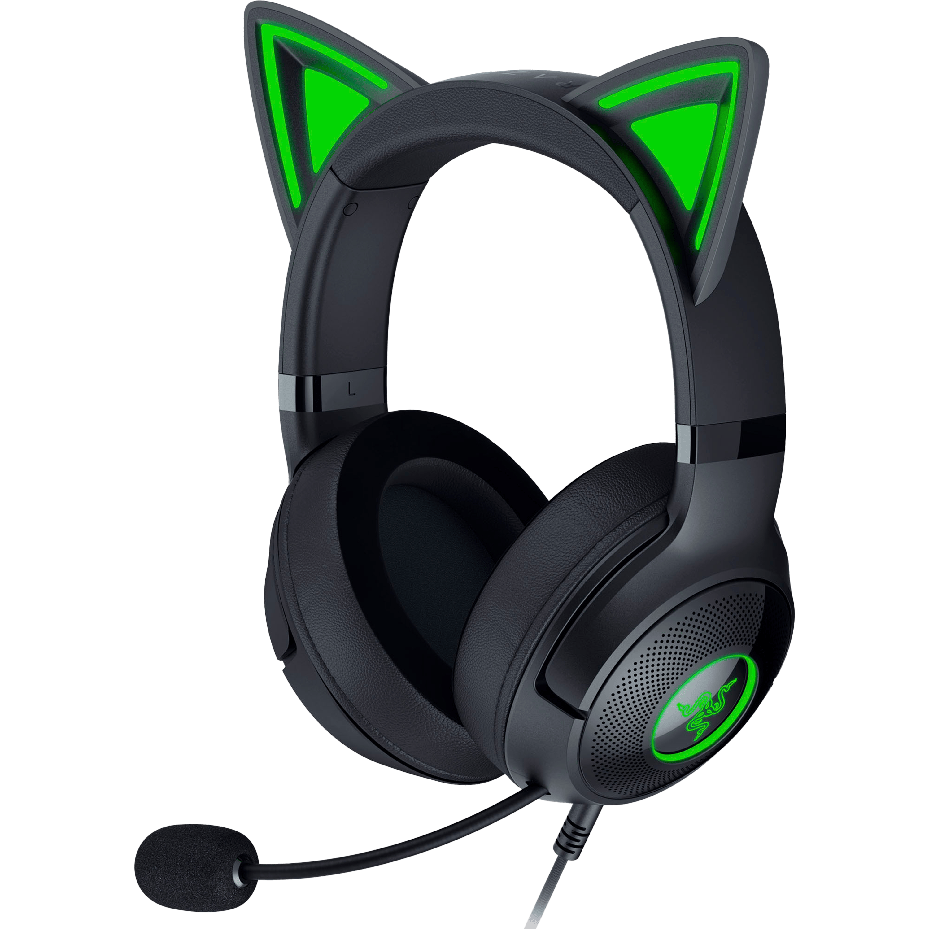 אוזניות גיימינג חוטיות Razer Kraken Kitty V2 RGB - צבע שחור שנתיים אחריות ע