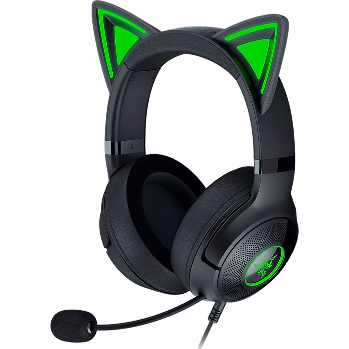אוזניות גיימינג חוטיות Razer Kraken Kitty V2 RGB - צבע שחור שנתיים אחריות עי היבואן הרשמי