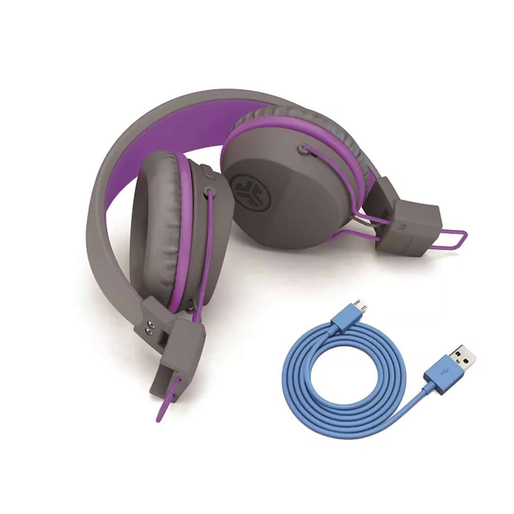 אוזניות אלחוטיות לילדים Jlab Jbuddies Studio Wireless - צבע אפור סגול שנתיים אחריות ע