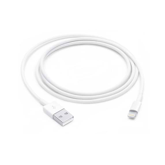 כבל טעינה וסנכרון Apple Lightning to USB Cable באורך מטר אחד - צבע לבן שנה אחריות ע