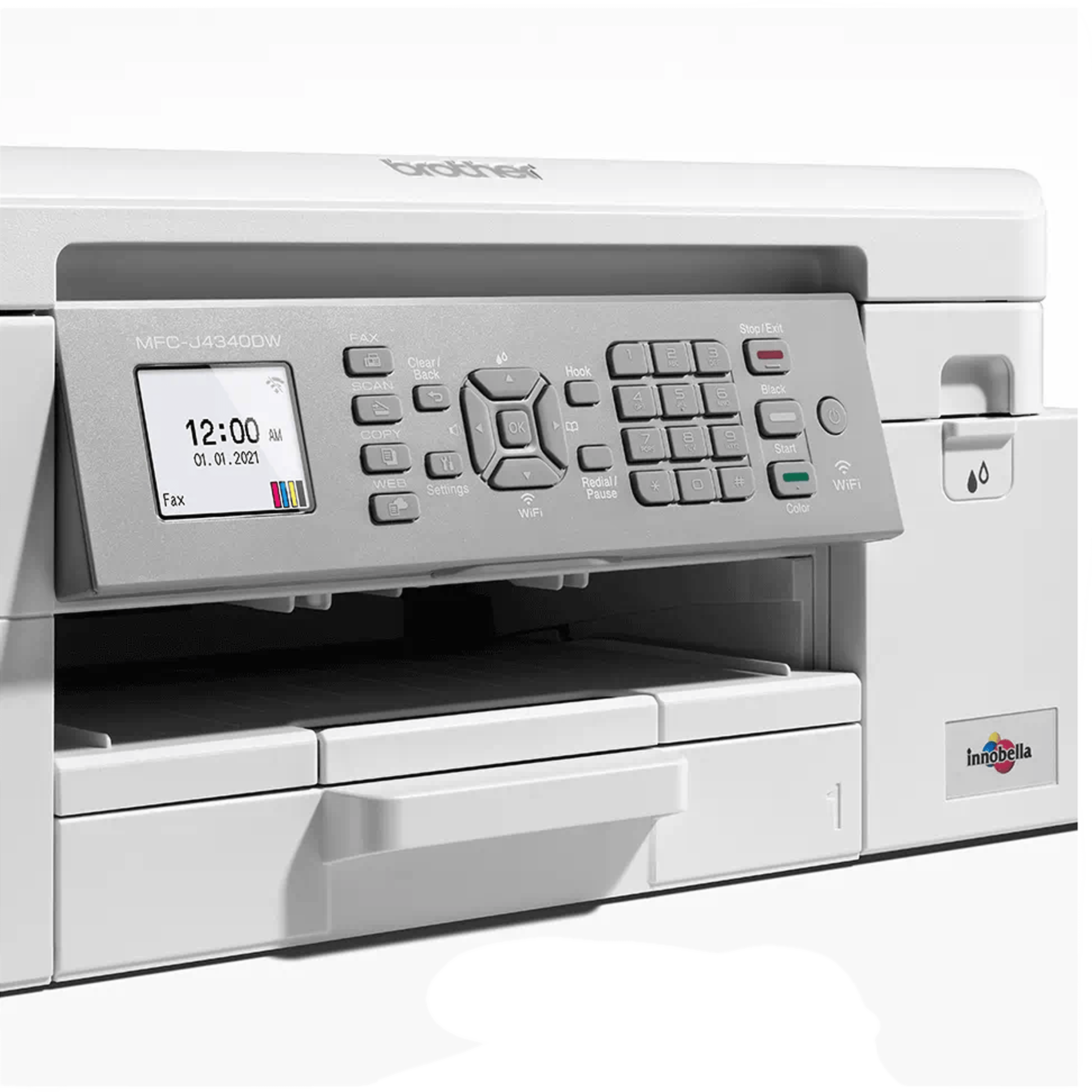 מדפסת אלחוטית דיו משולבת Brother MFC-J4340DWZU1 - צבע לבן שלוש שנות אחריות ע