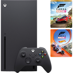 באנדל קונסולה Microsoft Xbox Series X 1TB כולל משחק Forza Horizon 5 Premium Edition - צבע שחור שנה אחריות ע"י היבואן הרשמי