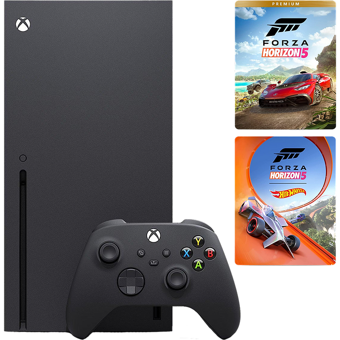 באנדל קונסולה Microsoft Xbox Series X 1TB כולל משחק Forza Horizon 5 Premium Edition - צבע שחור שנה אחריות עי היבואן הרשמי