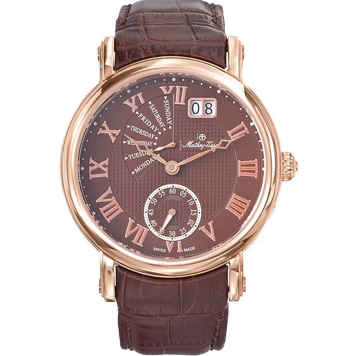 שעון יד לגבר Mathey Tissot H7020PM 43mm צבע חום/רוזגולד/עור חום/זכוכית ספיר/רטרוגרד - אחריות לשנתיים