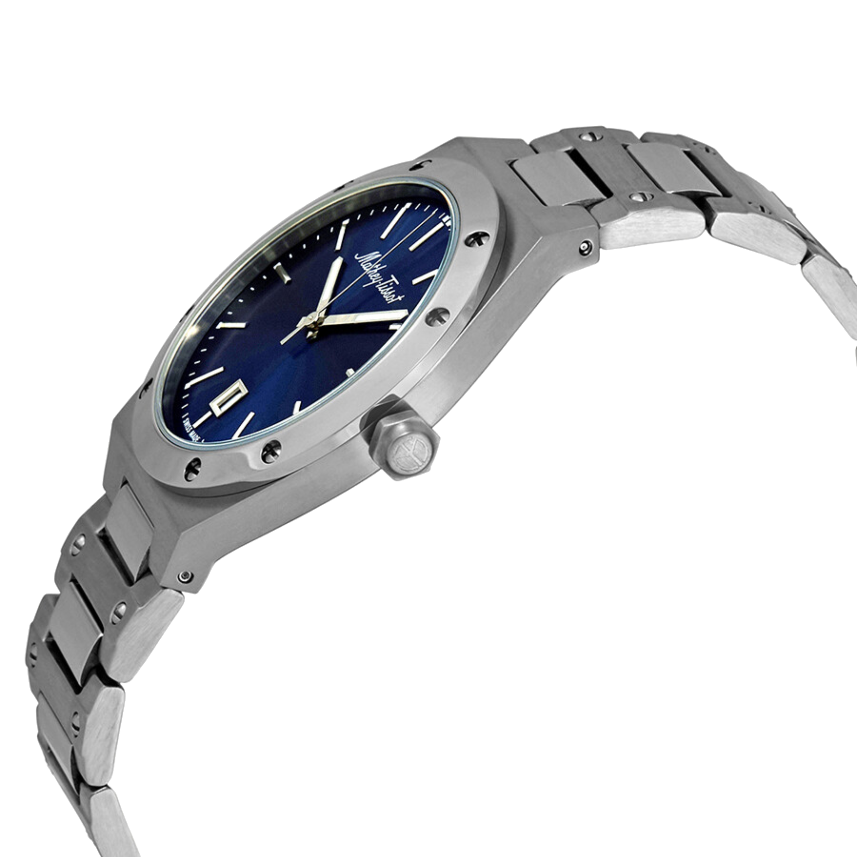 שעון יד לגבר Mathey Tissot H680ABU 41mm צבע כסף/כחול/זכוכית ספיר - אחריות לשנתיים