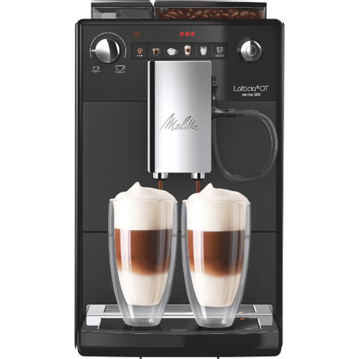 מכונת קפה אוטומטית למגוון משקאות בלחיצת כפתור Melitta Latticia - שחור שנה אחריות עי קדמה לקפה היבואן הרשמי 