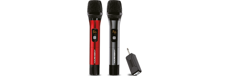 זוג מיקרופונים אלחוטיים Harmony 2WM - צבע אפור כהה ואדום שנה אחריות ע