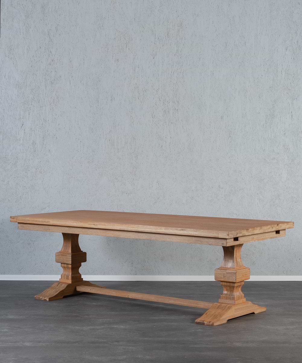 שולחן אוכל אבירים 2 מטר מעץ מלא מקולקציית נורמנדי Woodnet PRO PRO D05-EXT200-300