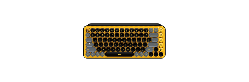 מקלדת מכאנית Logitech POP Keys 2.4Ghz/Bluetooth - צבע שחור צהוב שנתיים...