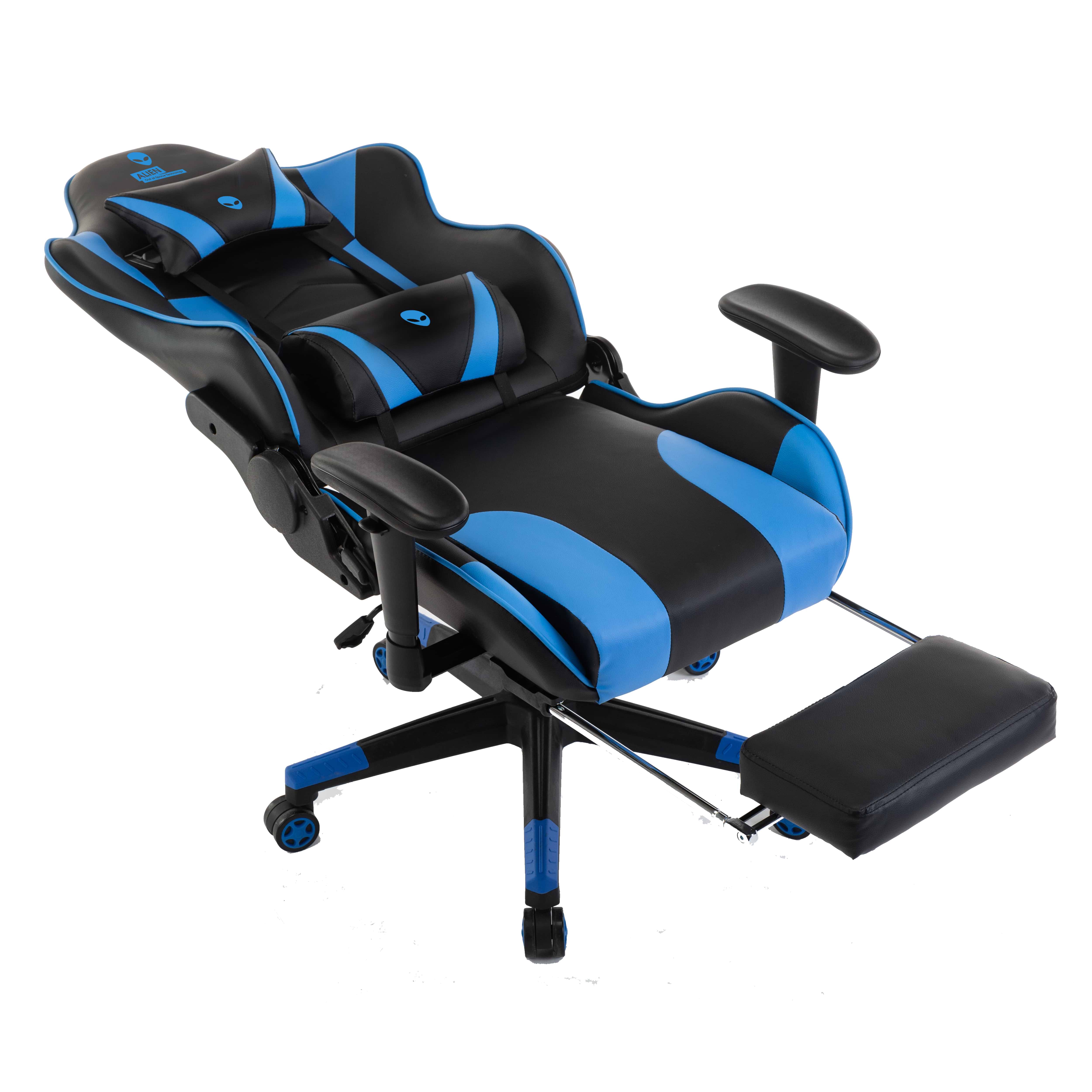 כיסא גיימינג Alien Q2 עם הדום לרגלים - צבע שחור וכחול שנה אחריות ע