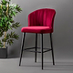שישה כיסאות בר מעוצבים דגם יוני עשוי עץ רגלי מתכת ובד רחיץ צבע אדום יין LEONARDO 