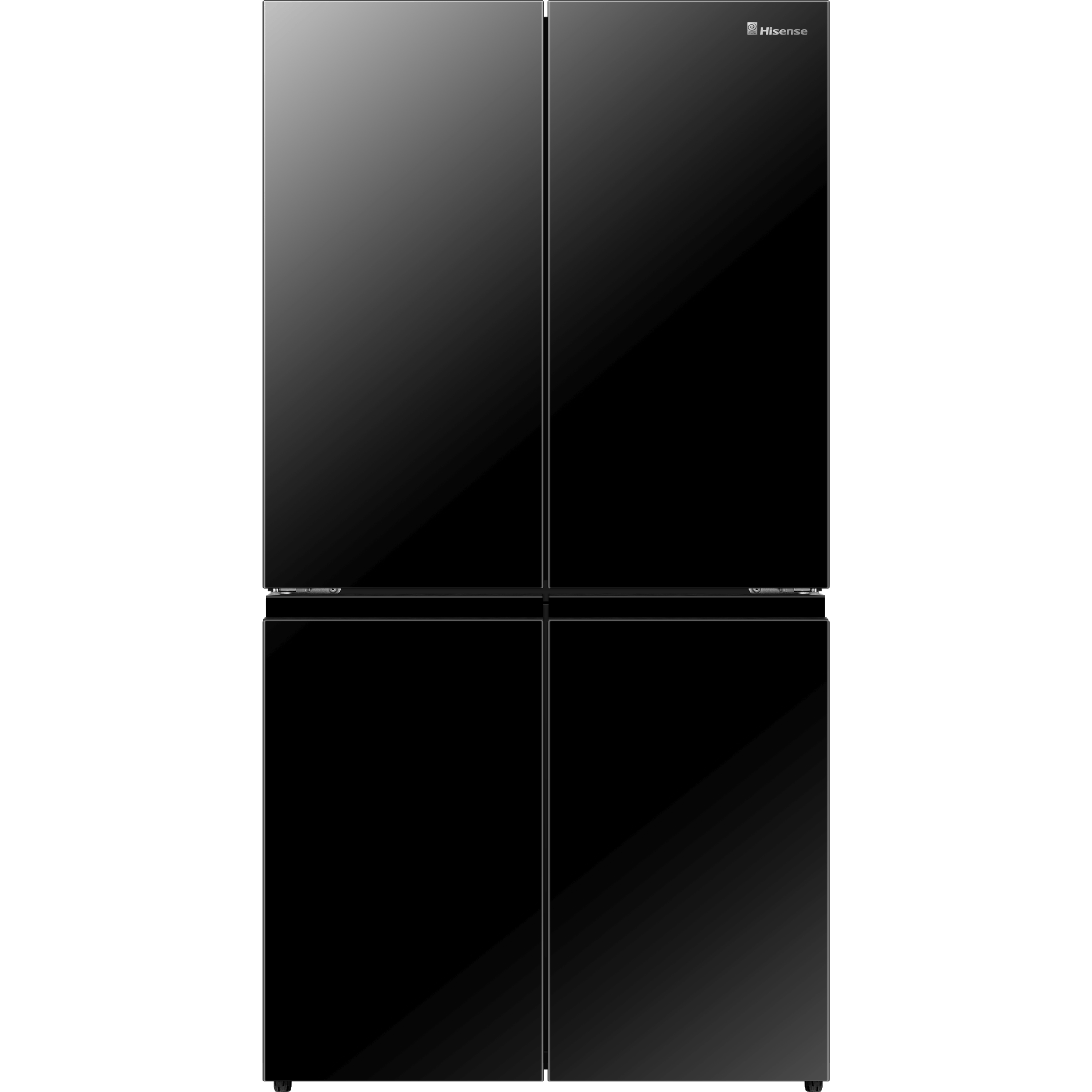 מקרר 4 דלתות מקפיא תחתון 609 ליטר Hisense RQ72-BGK עם מנגנון שבת מהדרין - גימור זכוכית שחורה שנה אחריות ע