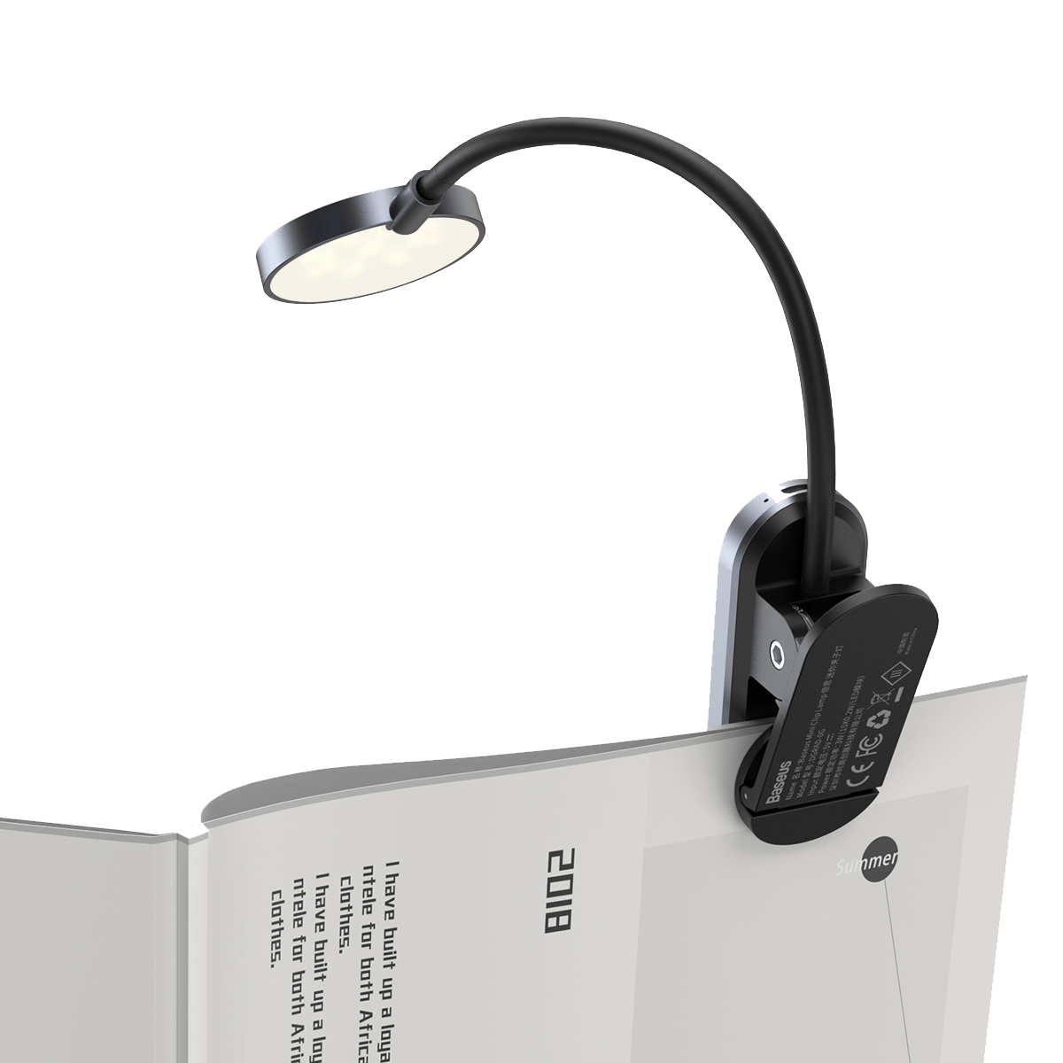 מנורת קליפס Baseus Comfort Reading Mini - צבע אפור שנה אחריות ע