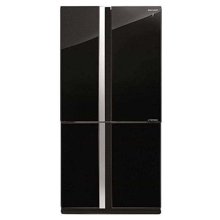 מציאות ועודפים - מקרר 4 דלתות זכוכית שחורה דגם Sharp sj-fsrn87bk