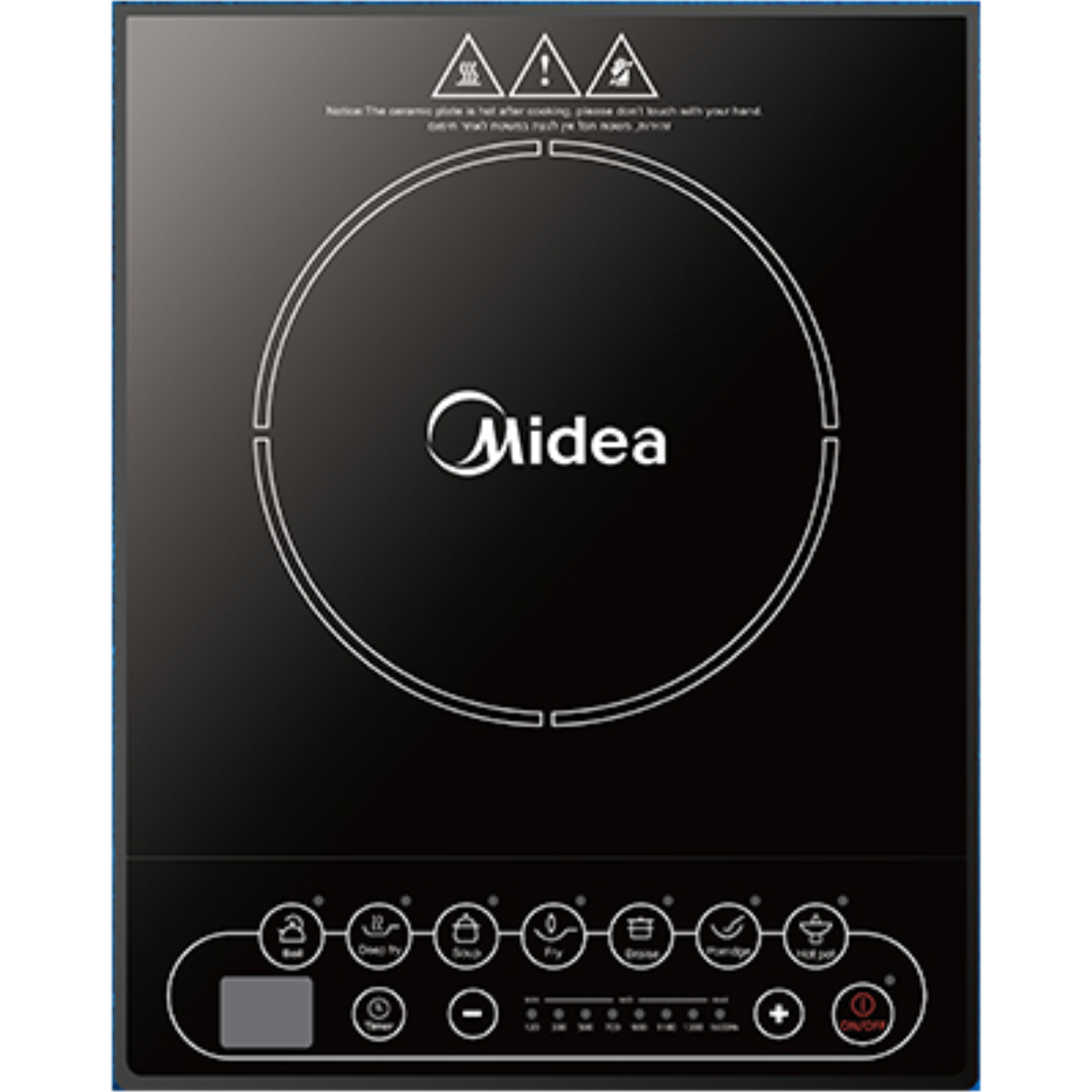 כיריים אינדוקציה על השייש יחיד Midea C16-SKY1608 - גימור שחור אחריות ע