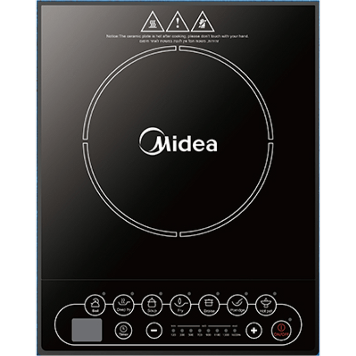 כיריים אינדוקציה על השייש יחיד Midea C16-SKY1608 - גימור שחור אחריות עי היבואן הרשמי