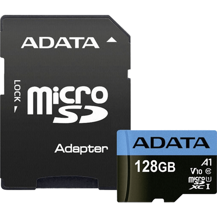 כרטיס זיכרון עם מתאם ADATA Premier microSDHC/SDXC UHS-I Class10 128GB - צבע שחור חמש שנות אחריות עי היבואן הרשמי