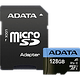 כרטיס זיכרון עם מתאם ADATA Premier microSDHC/SDXC UHS-I Class10 128GB - צבע שחור חמש שנות אחריות ע