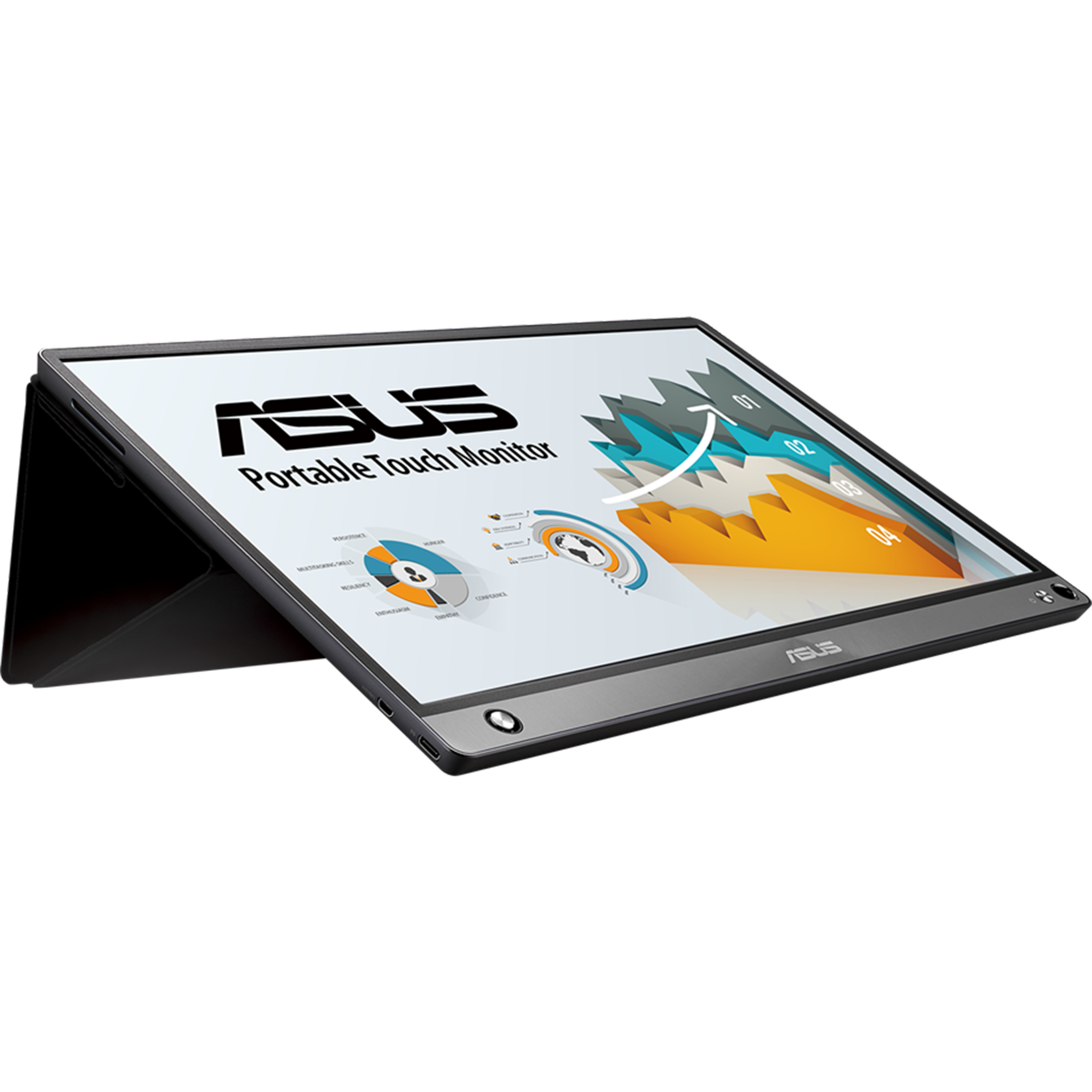 מסך מגע נייד 15.6'' Asus ZenScreen Touch MB16AMT FHD IPS USB Type-C - צבע אפור פחם שלוש שנות אחריות ע