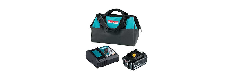 סט סוללה 18V 5Ah דגם BL1850 ומטען מהיר DC18RC מבית Makita- כולל תיק בד מתנה
