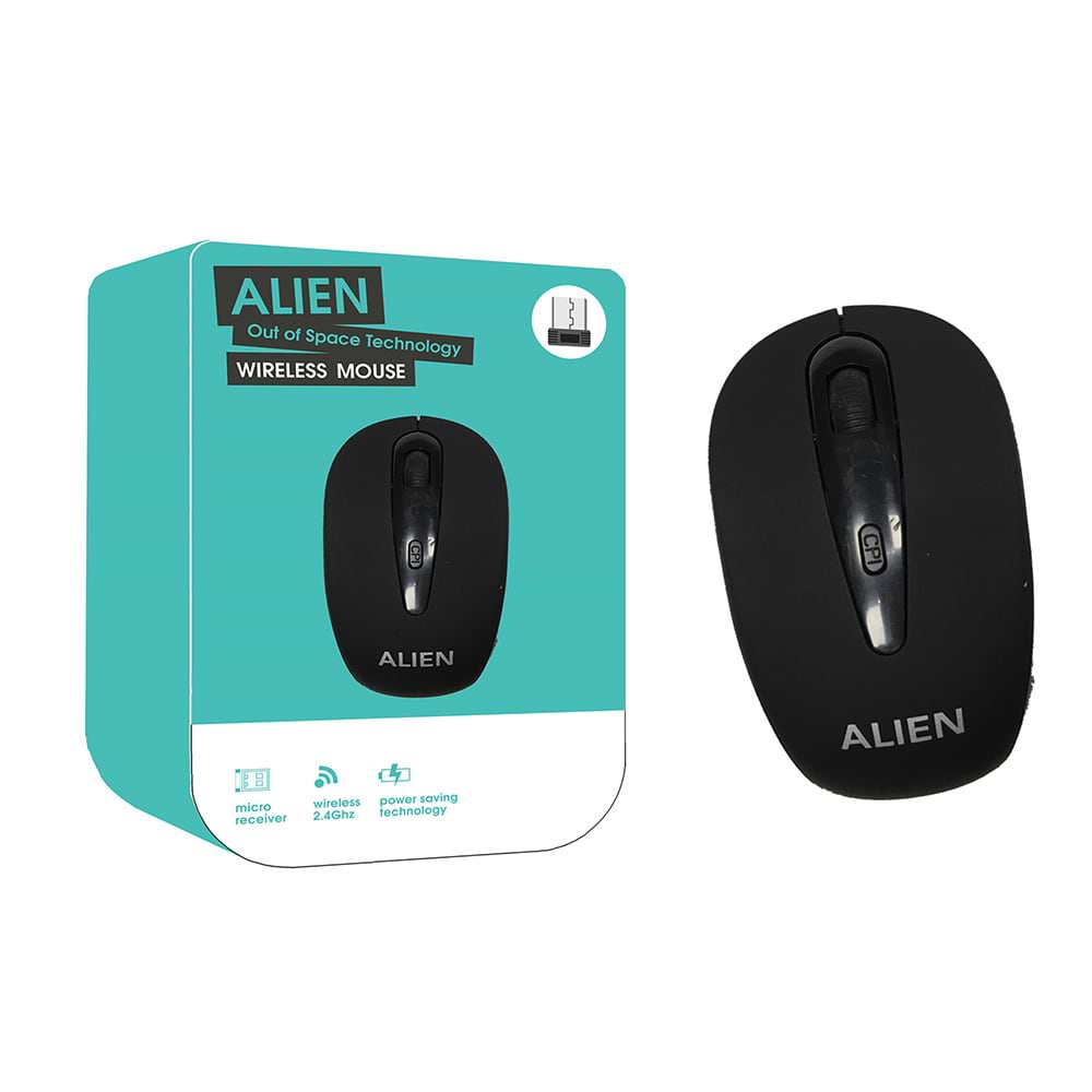 עכבר אלחוטי אליאן דגם Alien Wireless mouse - צבע שחור