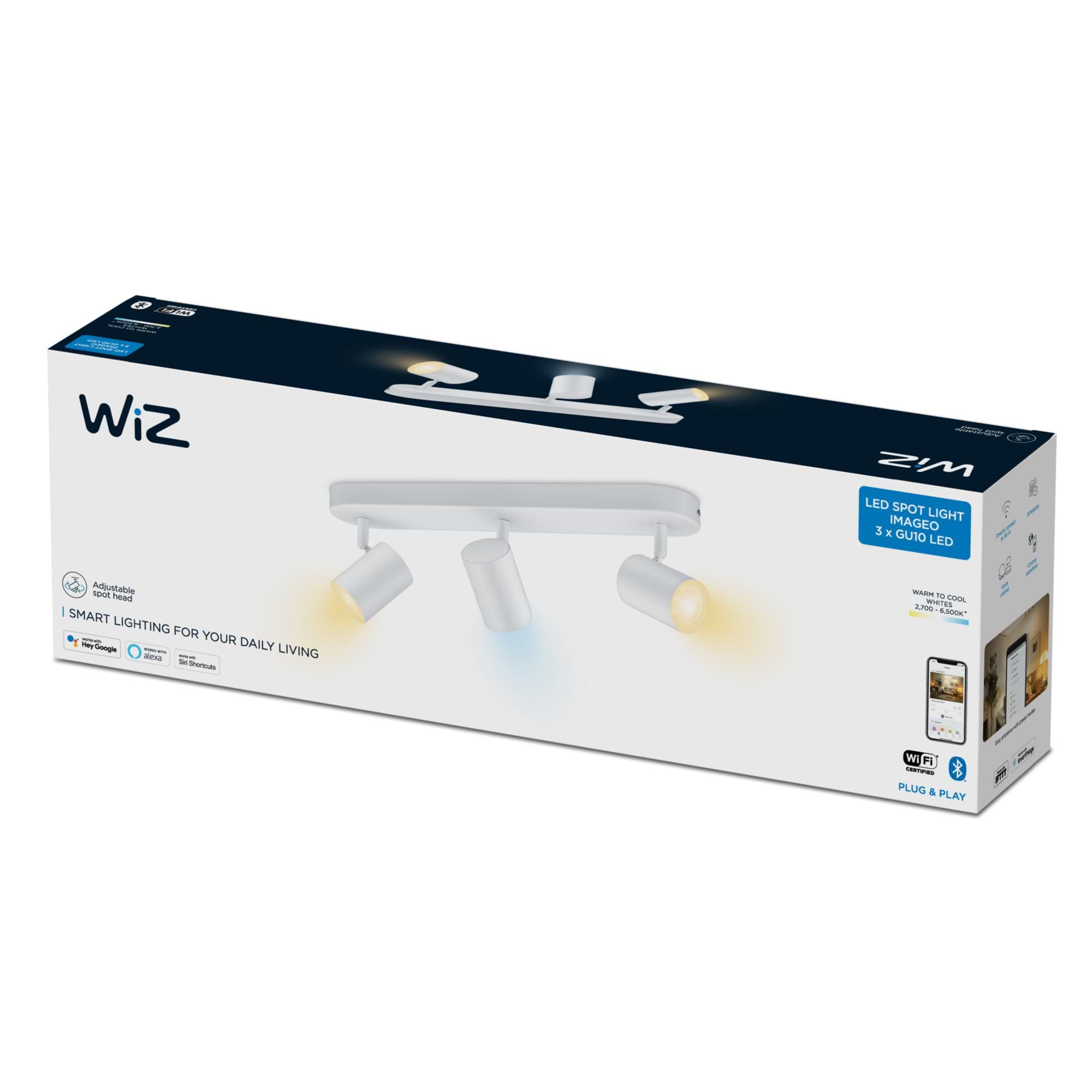גוף תאורה עם 3 ראשי ספוט חכם Wiz IMAGEO WiZ Spots 3x5W W TW - צבע לבן שנתיים אחריות ע