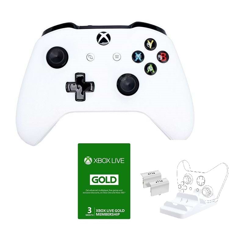 בקר Xbox One Wireless Controller צבע לבן הכולל מנוי ל 3 חודשים + מטען 