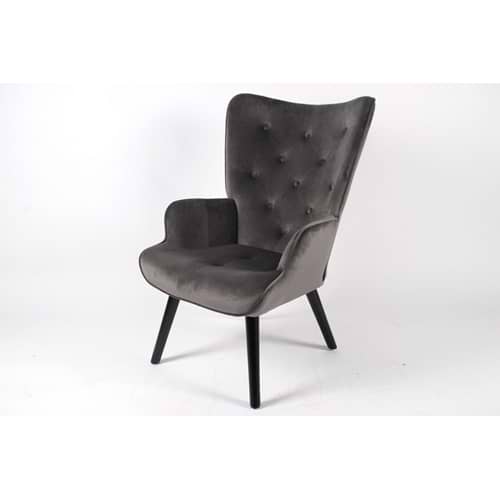 כורסא מעוצבת כרמל עם שלדת עץ מלא בד קטיפה קל לניקוי צבע אפור LEONARDO