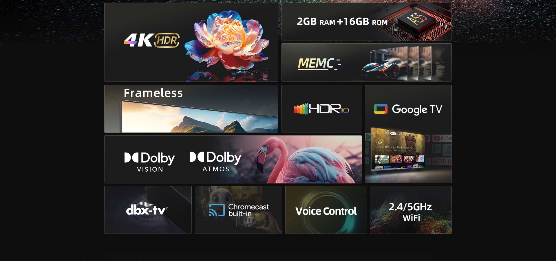 טלוויזיה חכמה CHiQ 50" U50G7PG Google TV 4K UHD - שנתיים אחריות ע"י אלקטרה היבואן הרשמי