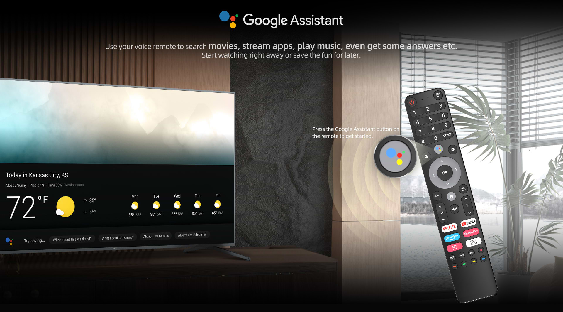 טלוויזיה חכמה CHiQ 85" U85F8TG Google TV 4K UHD HDR10 - שנתיים אחריות ע"י אלקטרה היבואן הרשמי