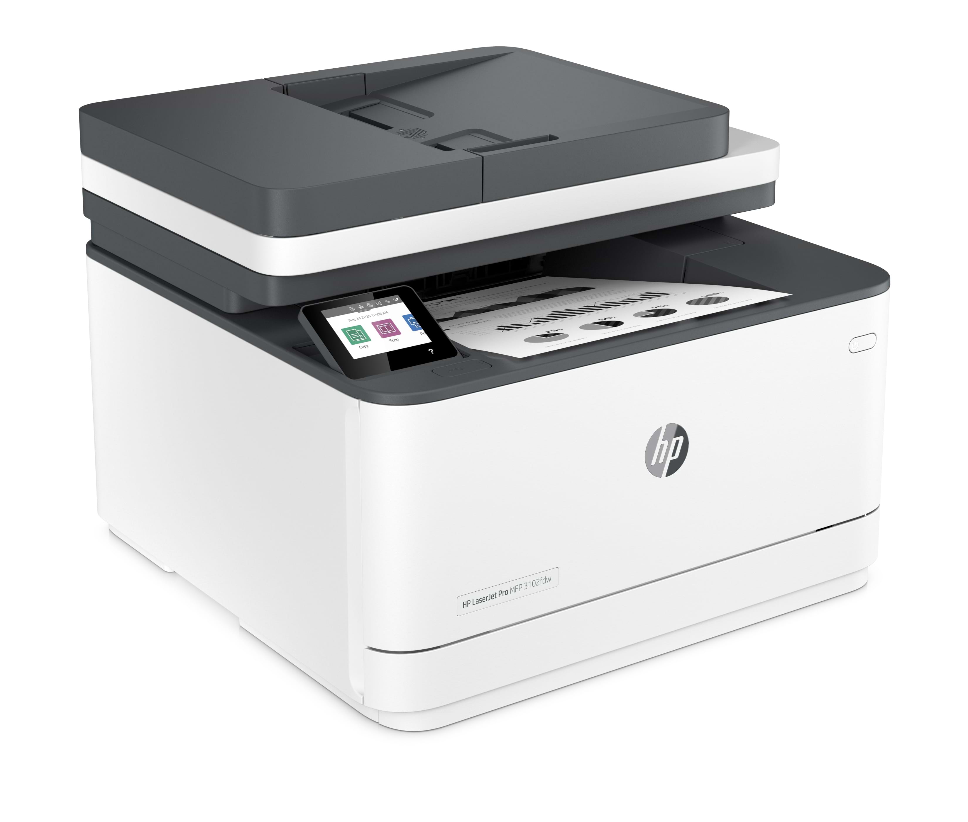 מדפסת אלחוטית משולבת HP LaserJet Pro MFP 3102fdw - צבע לבן ושחור שנה אחריות ע"י יבואן הרשמי