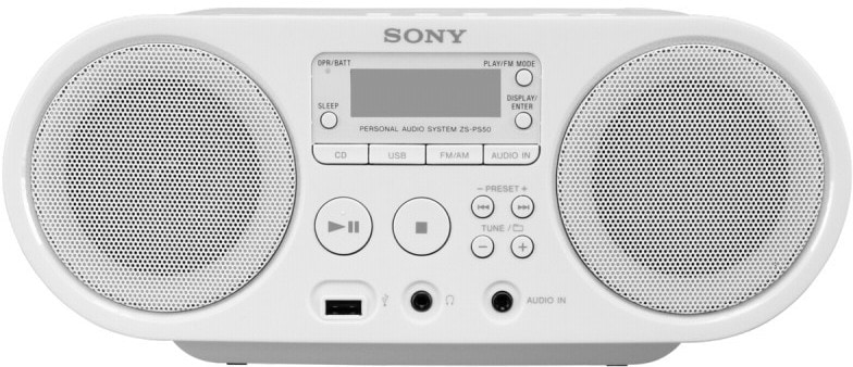 רדיו דיסק נייד Sony ZS-PS50W - צבע לבן שנה אחריות ע"י היבואן הרשמי
