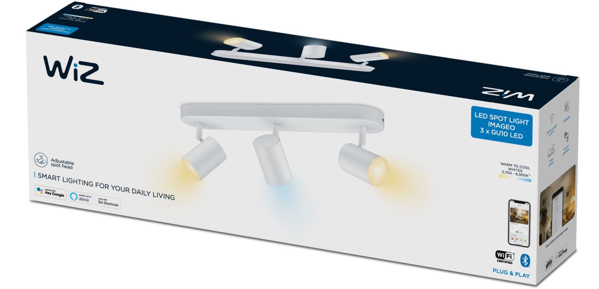 גוף תאורה עם 3 ראשי ספוט חכם Wiz IMAGEO WiZ Spots 3x5W W TW - צבע לבן שנתיים אחריות ע"י היבואן הרשמי