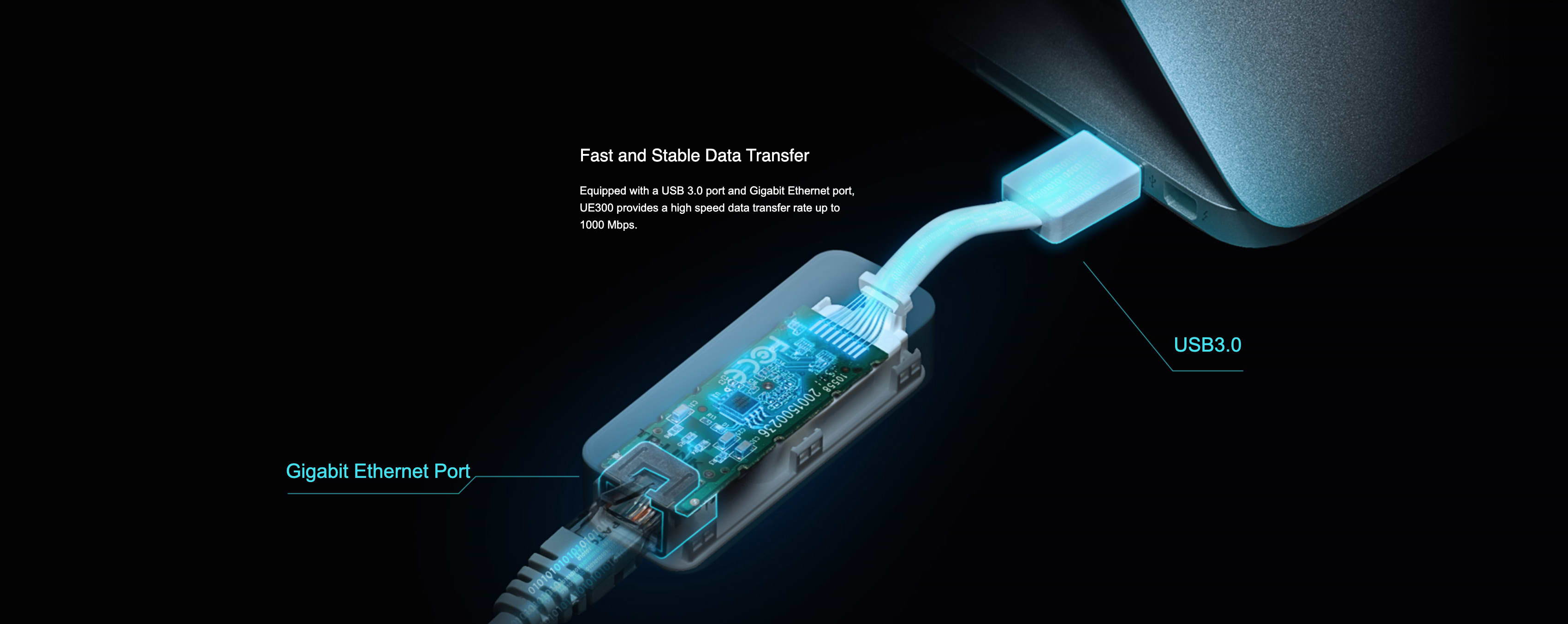 ‏כרטיס רשת TP-Link UE300 USB 3.0 to Gigabit Ethernet Network - צבע לבן שלוש שנות אחריות ע"י היבואן הרשמי